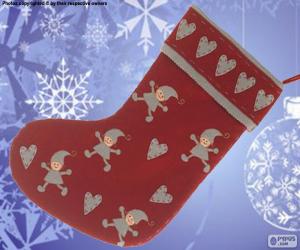 пазл Рождественский носок оформлены с эльфами и сердца